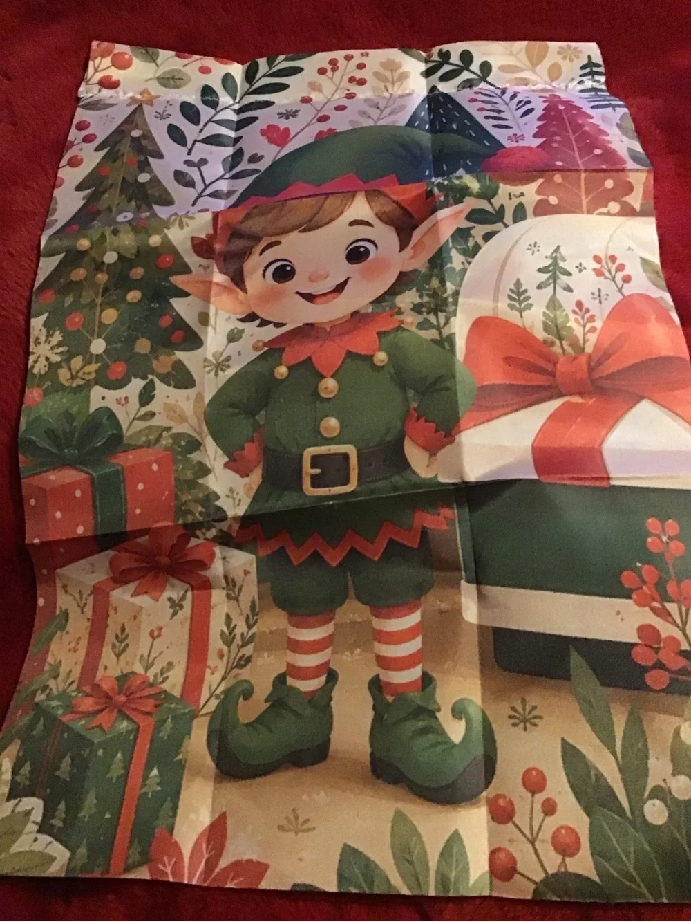 Holiday Elf Decorative mini garden flag - Green Red White
